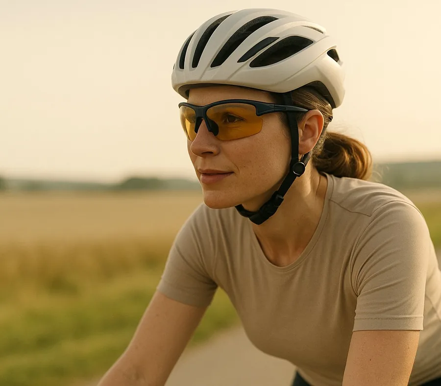 Radfahrerin mit Sportbrille