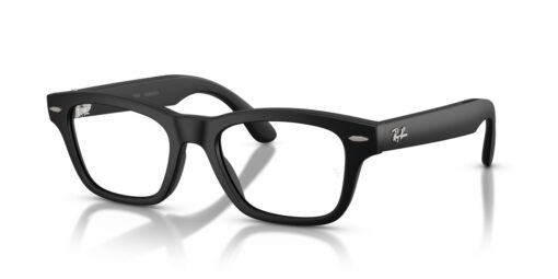 Ray-Ban Meta Audio Burbank – Schwarz massiv · Hellblau-Violett-Lichtfilter – Ansicht schräg von vorn