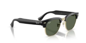 Ray-Ban Meta Audio Clubmaster – Schwarz glänzend · G15 Grün – Ansicht liegend