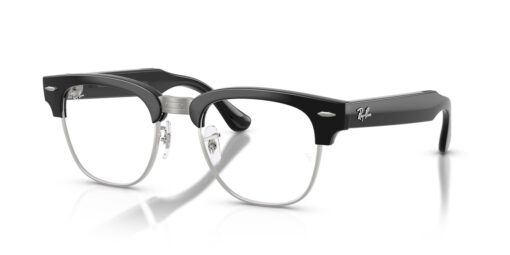 Ray-Ban Meta Audio Clubmaster Optics – Schwarz auf Silber – Ansicht schräg von vorn
