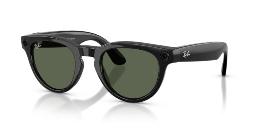 Ray-Ban Meta Headliner (Gen 2) – Schwarz glänzend · G-15 Grün – Ansicht schräg von vorn